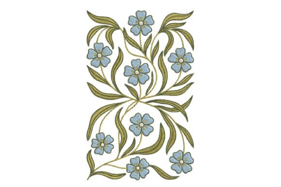 Blue Flowers Embroidery Design: A Calm and Elegant Touch