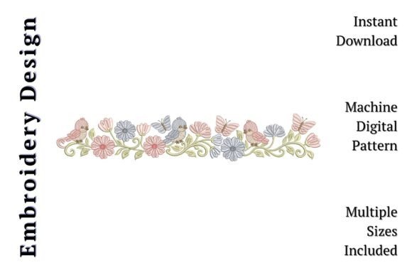 Charming Baby Bird Floral Border Design