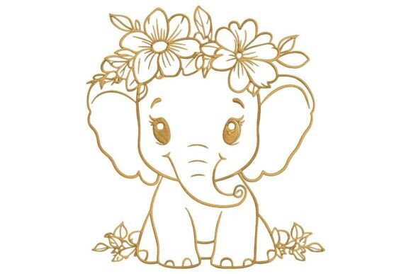 Charming Kawaii Elephant in Gold Design