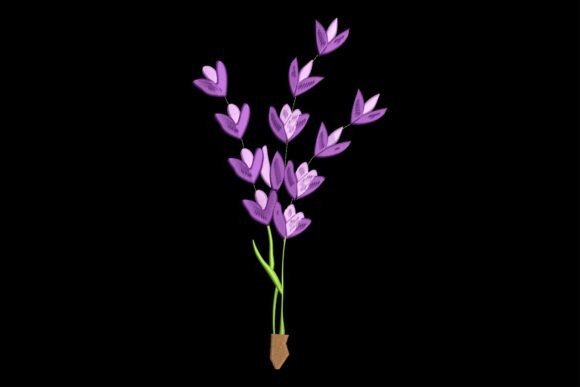 Elegant Beautiful Lavender Flower Embroidery