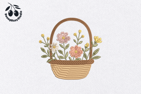 Elegant Floral Basket Embroidery Design