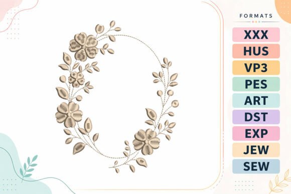 Elegant Floral Wreath for Versatile Embroidery