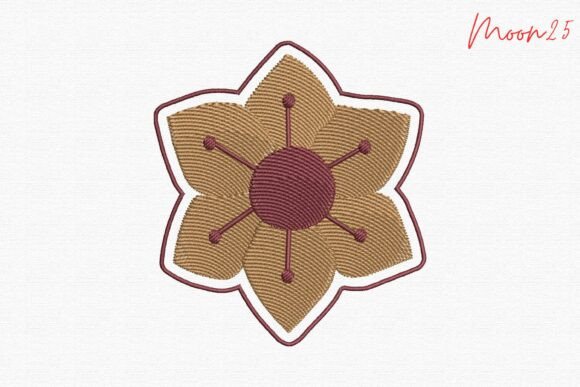Elegant Six Petal Floral for Seasonal Embroidery