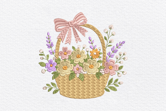 Floral Basket Embroidery for Seasonal Gifts