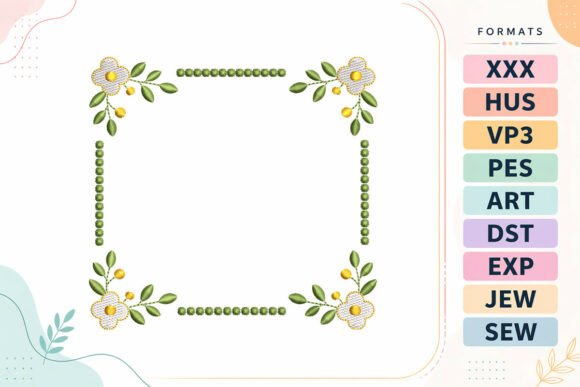 Floral Square Frame: A Versatile Embroidery Design
