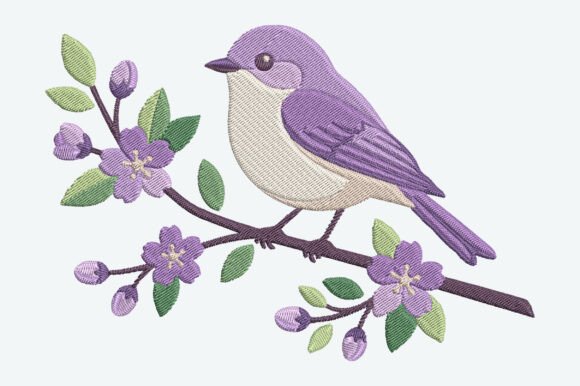 Lavender Bird Embroidery: A Touch of Elegance
