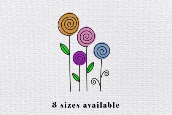 Whimsical Spiral Flowers: A Playful Embroidery Design